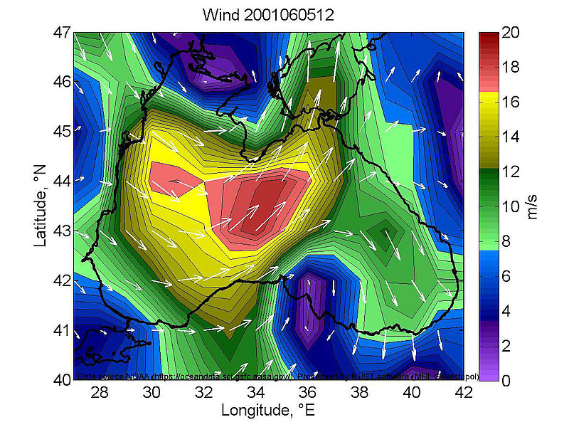 Surface wind speed. June 05, 2001